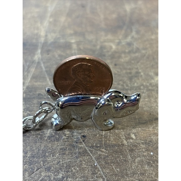 Lucky Pig Lottery Scratcher Silver Toned Keychain Lincoln Penny Boar - Picture 4 of 7